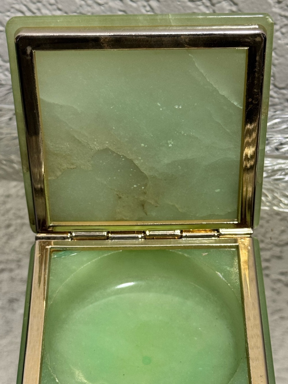 Vintage Alabaster Green Alabaster Floral Italian Alabaster Trinket Box - Picture 8 of 12